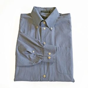 Nautica Mens Dress Shirt Gingham Check 16.5 Blue